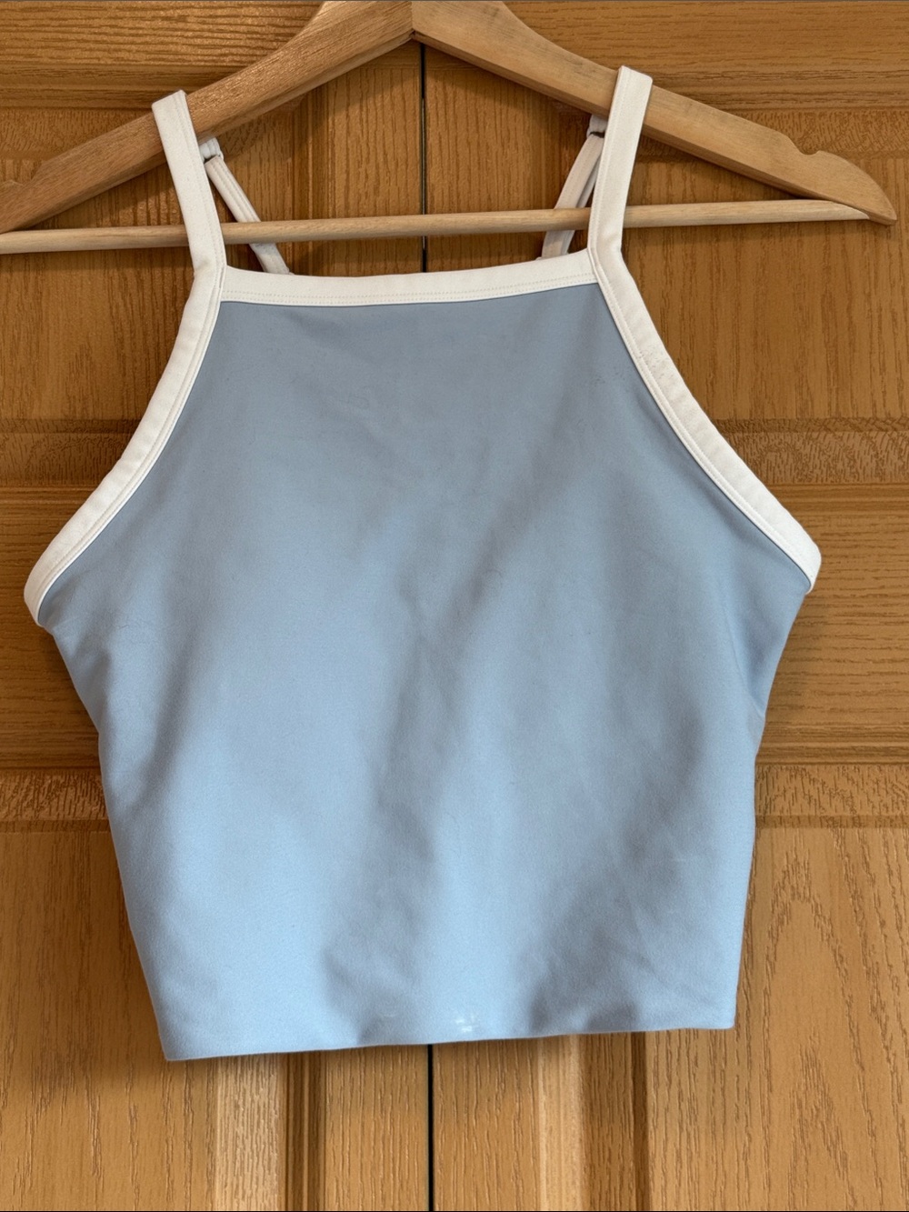 A&F YPB neoknit Women’s Light Blue Halter Top with White Trim S